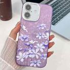 For iPhone 16 Plus Electroplating Flowers Plants Texture TPU Phone Case(Lilac Flowers FL16) - 1