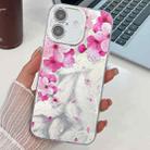 For iPhone 16 Plus Electroplating Flowers Plants Texture TPU Phone Case(Peach Blossom FL18) - 1