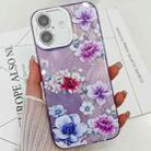 For iPhone 16 Electroplating Flowers Plants Texture TPU Phone Case(Purple Flowers FL1) - 1