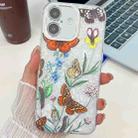 For iPhone 16 Electroplating Flowers Plants Texture TPU Phone Case(Butterfly Love Flower FL17) - 1