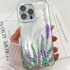 For iPhone 15 Pro Max Electroplating Flowers Plants Texture TPU Phone Case(Lavender FL3) - 1