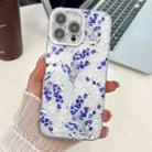 For iPhone 15 Pro Max Electroplating Flowers Plants Texture TPU Phone Case(Blue Flower FL13) - 1