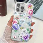 For iPhone 15 Pro Max Electroplating Flowers Plants Texture TPU Phone Case(Peony FL14) - 1