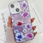 For iPhone 15 Electroplating Flowers Plants Texture TPU Phone Case(Purple Flowers FL1) - 1