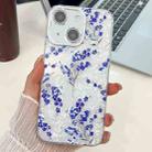 For iPhone 15 Electroplating Flowers Plants Texture TPU Phone Case(Blue Flower FL13) - 1