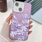 For iPhone 15 Electroplating Flowers Plants Texture TPU Phone Case(Lilac Flowers FL16) - 1