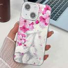 For iPhone 14 Electroplating Flowers Plants Texture TPU Phone Case(Peach Blossom FL18) - 1