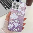 For iPhone 13 Pro Electroplating Flowers Plants Texture TPU Phone Case(Pale Purple FlowerFL11) - 1