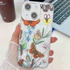 For iPhone 13 Electroplating Flowers Plants Texture TPU Phone Case(Butterfly Love Flower FL17) - 1