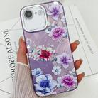 For iPhone 16e Electroplating Flowers Plants Texture TPU Phone Case(Purple Flowers FL1) - 1
