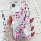 For iPhone 16e Electroplating Flowers Plants Texture TPU Phone Case(Plum Flower FL6) - 1