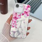 For iPhone 16e Electroplating Flowers Plants Texture TPU Phone Case(Peach Blossom FL18) - 1