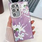 For Samsung Galaxy S24 Ultra 5G Electroplating Flowers Plants Texture TPU Phone Case(Gardenia FL15) - 1