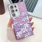 For Samsung Galaxy S24 Ultra 5G Electroplating Flowers Plants Texture TPU Phone Case(Lilac Flowers FL16) - 1