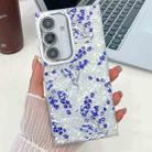 For Samsung Galaxy S24+ 5G Electroplating Flowers Plants Texture TPU Phone Case(Blue Flower FL13) - 1