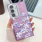 For Samsung Galaxy S24+ 5G Electroplating Flowers Plants Texture TPU Phone Case(Lilac Flowers FL16) - 1