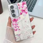 For Samsung Galaxy S24+ 5G Electroplating Flowers Plants Texture TPU Phone Case(Peach Blossom FL18) - 1