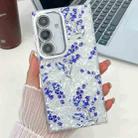 For Samsung Galaxy S24 5G Electroplating Flowers Plants Texture TPU Phone Case(Blue Flower FL13) - 1