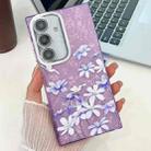 For Samsung Galaxy A25 5G Electroplating Flowers Plants Texture TPU Phone Case(Lilac Flowers FL16) - 1