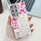 For Samsung Galaxy S23 Ultra 5G Electroplating Flowers Plants Texture TPU Phone Case(Peach Blossom FL18) - 1