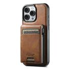 For iPhone 16 Pro Suteni H19 Oil Wax 2-in-1 MagSafe Removable Card Box Back Phone Case(Brown) - 1