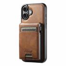 For iPhone 16 Plus Suteni H19 Oil Wax 2-in-1 MagSafe Removable Card Box Back Phone Case(Brown) - 1