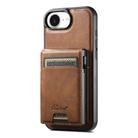 For iPhone 16e Suteni H19 Oil Wax 2-in-1 MagSafe Removable Card Box Back Phone Case(Brown) - 1