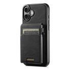 For iPhone 16 Plus Suteni H19 Litchi Grain 2-in-1 MagSafe Removable Card Box Back Phone Case(Black) - 1