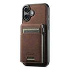 For iPhone 16 Plus Suteni H19 Litchi Grain 2-in-1 MagSafe Removable Card Box Back Phone Case(Brown) - 1