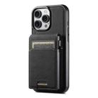 For iPhone 12 Suteni H19 Litchi Grain 2-in-1 MagSafe Removable Card Box Back Phone Case(Black) - 1