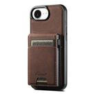 For iPhone 16e Suteni H19 Litchi Grain 2-in-1 MagSafe Removable Card Box Back Phone Case(Brown) - 1