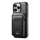 For iPhone 16 Pro Suteni H19 Carbon Fiber Grain 2-in-1 MagSafe Removable Card Box Back Phone Case(Black) - 1