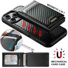 For iPhone 16 Plus Suteni H19 Carbon Fiber Grain 2-in-1 MagSafe Removable Card Box Back Phone Case(Black) - 2