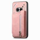 For Nothing CMF Phone 1 Retro MagSafe Zipper Wallet Card Bag Back Phone Case(Pink) - 2