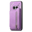 For Nothing CMF Phone 1 Retro MagSafe Zipper Wallet Card Bag Back Phone Case(Purple) - 2