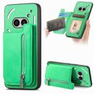 For Nothing CMF Phone 1 Retro MagSafe Zipper Wallet Card Bag Back Phone Case(Green) - 1