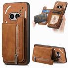 For Nothing CMF Phone 1 Retro MagSafe Zipper Wallet Card Bag Back Phone Case(Brown) - 1