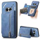 For Nothing Phone 2a Retro MagSafe Zipper Wallet Card Bag Back Phone Case(Blue) - 1