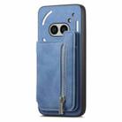 For Nothing Phone 2a Retro MagSafe Zipper Wallet Card Bag Back Phone Case(Blue) - 2