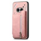 For Nothing Phone 2a Retro MagSafe Zipper Wallet Card Bag Back Phone Case(Pink) - 2