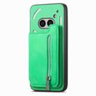 For Nothing Phone 2a Retro MagSafe Zipper Wallet Card Bag Back Phone Case(Green) - 2