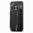 For Nothing Phone 2a Retro MagSafe Zipper Wallet Card Bag Back Phone Case(Black) - 2