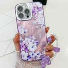 For iPhone 16 Pro Max Electroplating Flowers Plants Texture Wristband TPU Phone Case(Azalea FL4) - 1