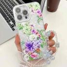 For iPhone 16 Pro Max Electroplating Flowers Plants Texture Wristband TPU Phone Case(Colorful Peony FL10) - 1