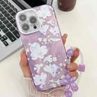 For iPhone 16 Pro Max Electroplating Flowers Plants Texture Wristband TPU Phone Case(Pale Purple FlowerFL11) - 1