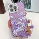 For iPhone 16 Pro Electroplating Flowers Plants Texture Wristband TPU Phone Case(Lilac Flowers FL16) - 1