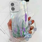 For iPhone 16 Plus Electroplating Flowers Plants Texture Wristband TPU Phone Case(Lavender FL3) - 1