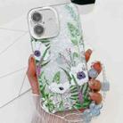 For iPhone 16 Plus Electroplating Flowers Plants Texture Wristband TPU Phone Case(Green Plants FL5) - 1