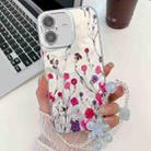 For iPhone 16 Plus Electroplating Flowers Plants Texture Wristband TPU Phone Case(Carnation FL7) - 1