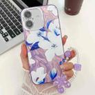 For iPhone 16 Plus Electroplating Flowers Plants Texture Wristband TPU Phone Case(Bougainvillea FL8) - 1